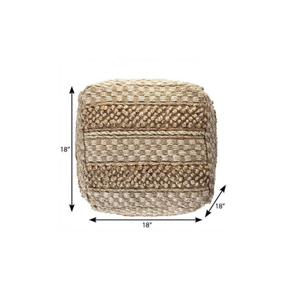 18" Tan Striped Pouf Ottoman HomeRoots
