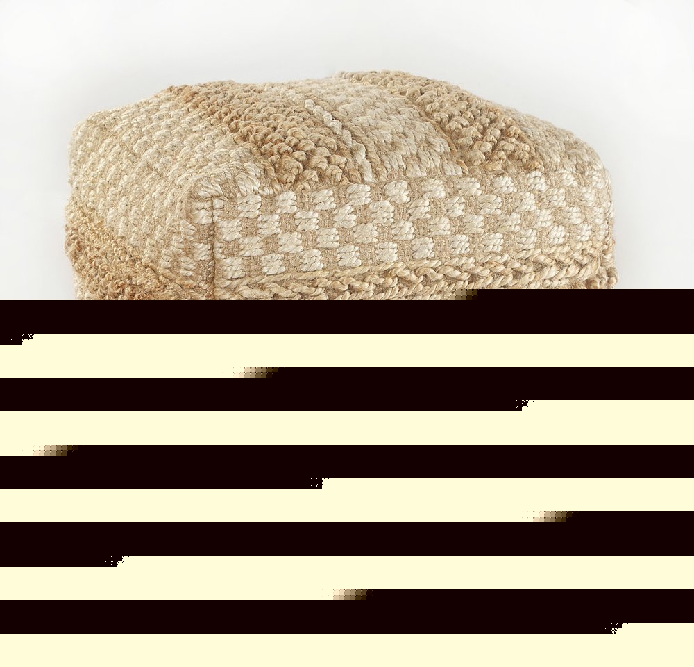18" Tan Striped Pouf Ottoman HomeRoots