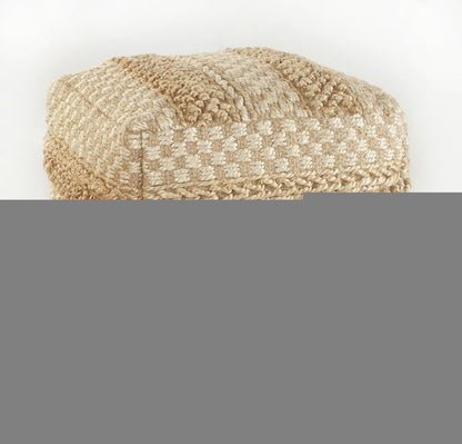 18" Tan Striped Pouf Ottoman HomeRoots