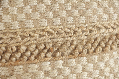 18" Tan Striped Pouf Ottoman HomeRoots