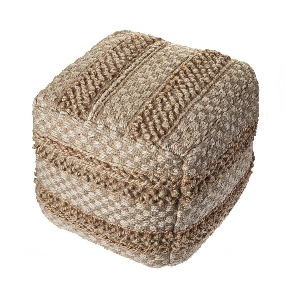 18" Tan Striped Pouf Ottoman HomeRoots