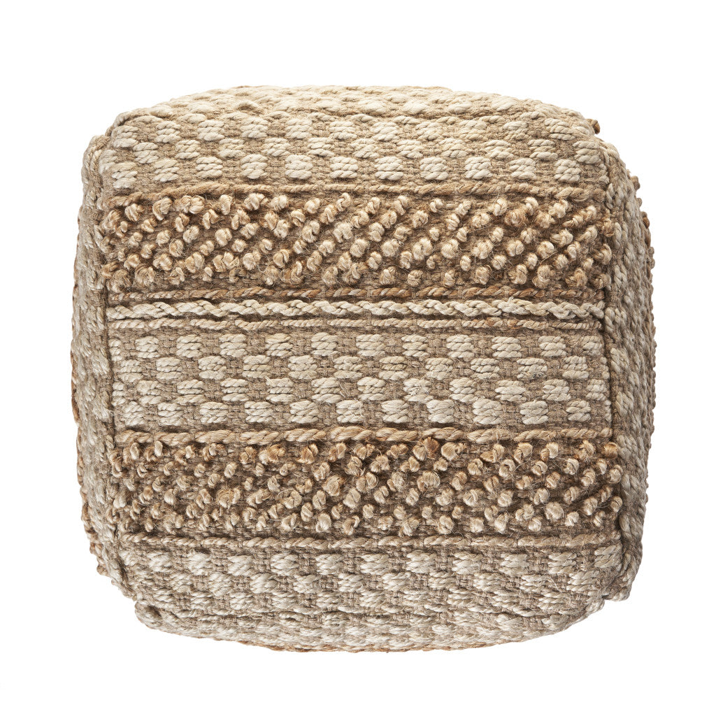 18" Tan Jute Ottoman