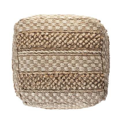 18" Tan Jute Ottoman