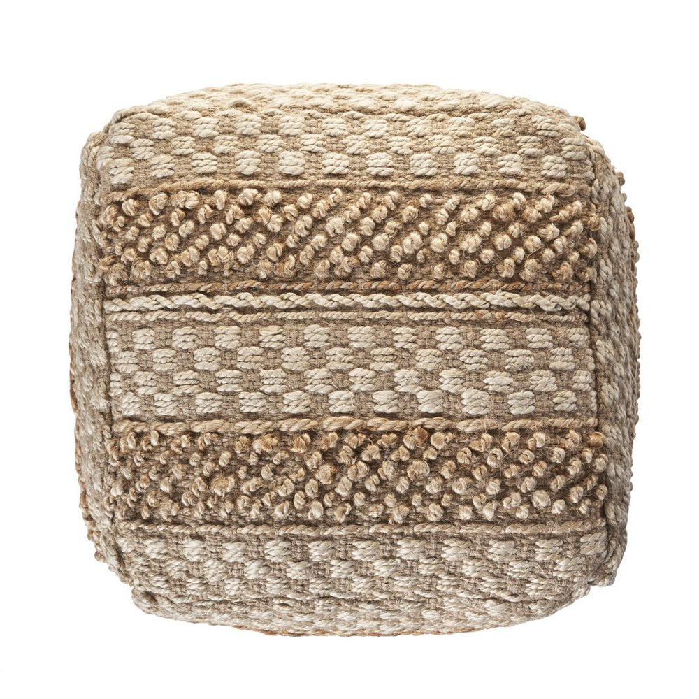 18" Tan Striped Pouf Ottoman HomeRoots