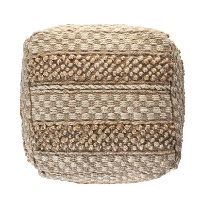 18" Tan Striped Pouf Ottoman HomeRoots