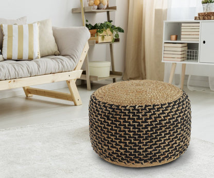 18" Tan Jute Ottoman HomeRoots
