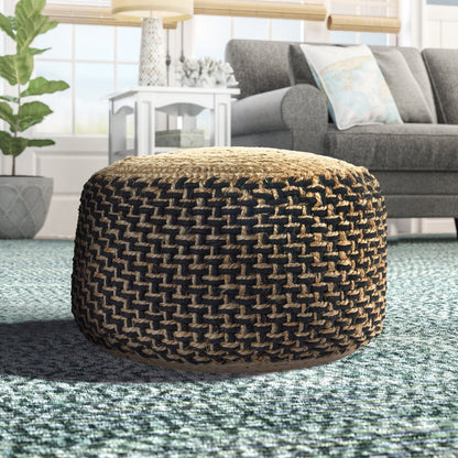 18" Tan Jute Ottoman HomeRoots