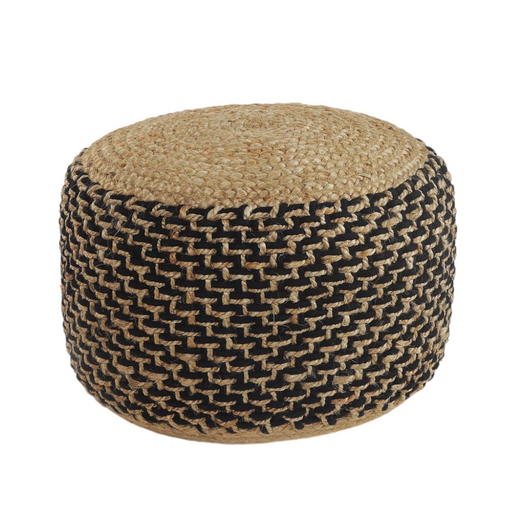 18" Tan Jute Ottoman HomeRoots