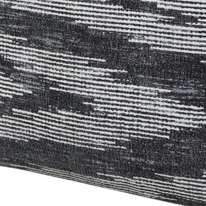 18" Gray Cotton Striped Pouf Ottoman HomeRoots