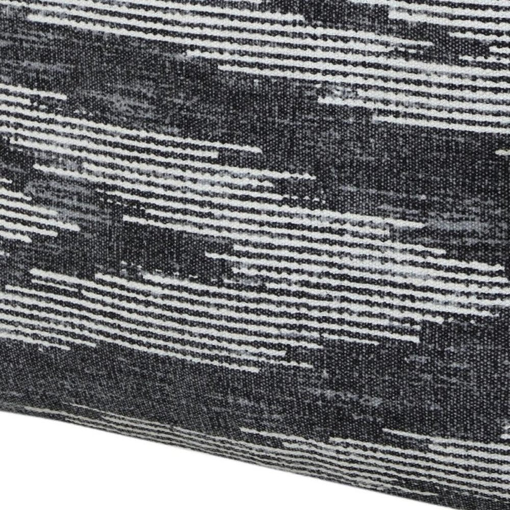 18" Gray Cotton Striped Pouf Ottoman HomeRoots