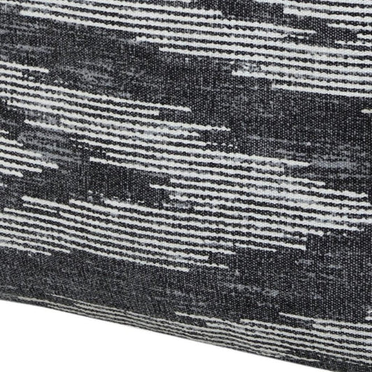 18" Gray Cotton Striped Pouf Ottoman HomeRoots