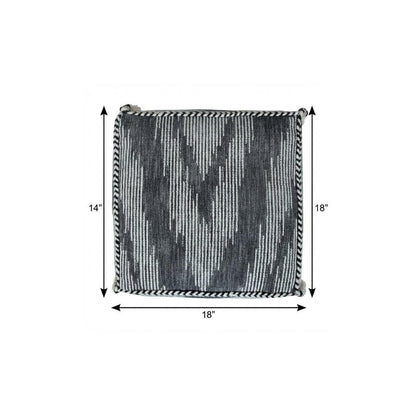 18" Gray Cotton Striped Pouf Ottoman HomeRoots