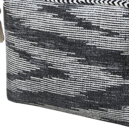 18" Gray Cotton Striped Pouf Ottoman HomeRoots