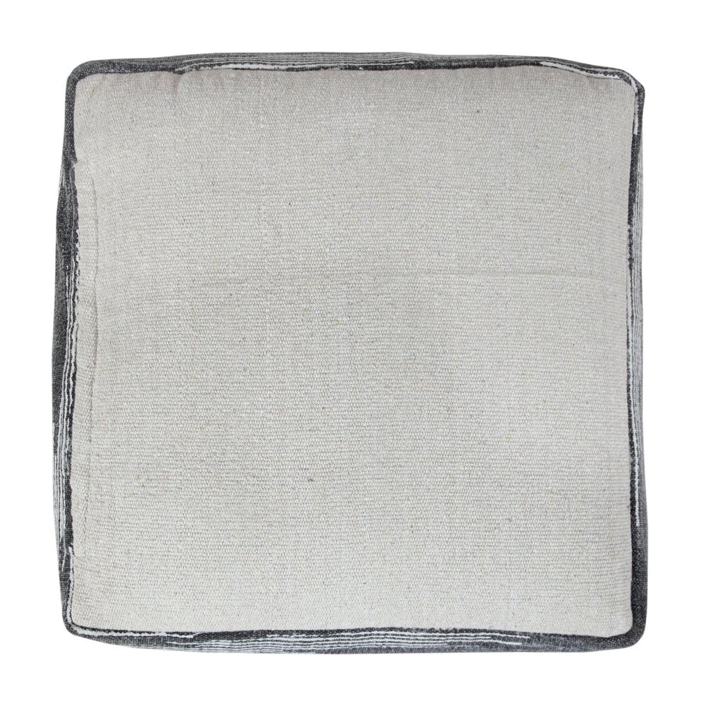 18" Gray Cotton Striped Pouf Ottoman HomeRoots