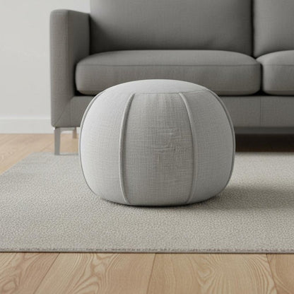 18" Gray Cotton Patchwork Round Pouf Ottoman HomeRoots