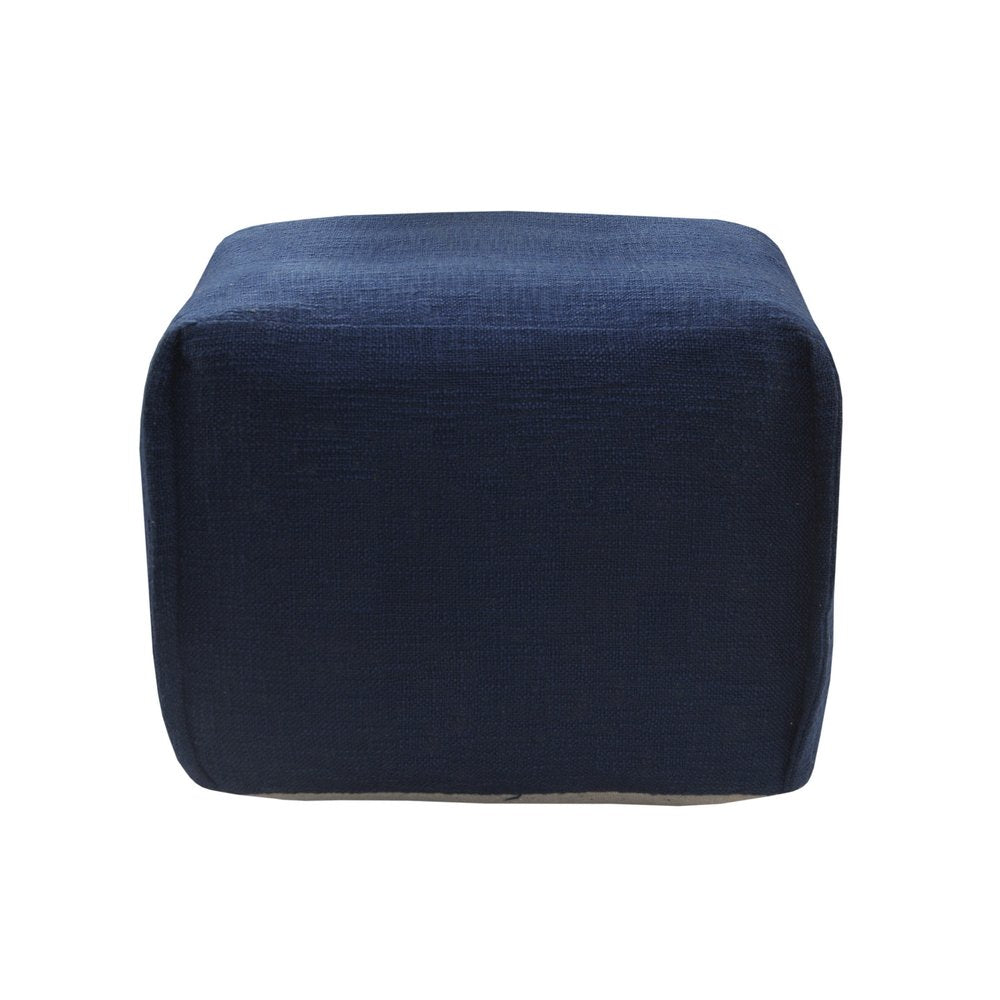 18" Blue Cotton Patchwork Pouf Ottoman HomeRoots