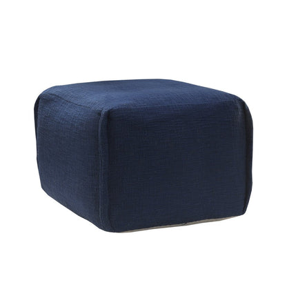 18" Blue Cotton Patchwork Pouf Ottoman HomeRoots