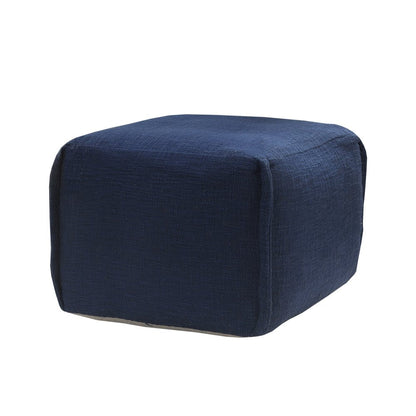 18" Blue Cotton Patchwork Pouf Ottoman HomeRoots