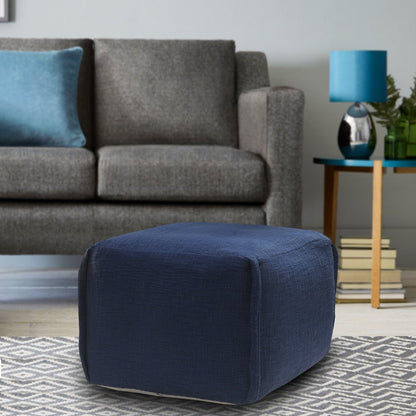 18" Blue Cotton Patchwork Pouf Ottoman HomeRoots