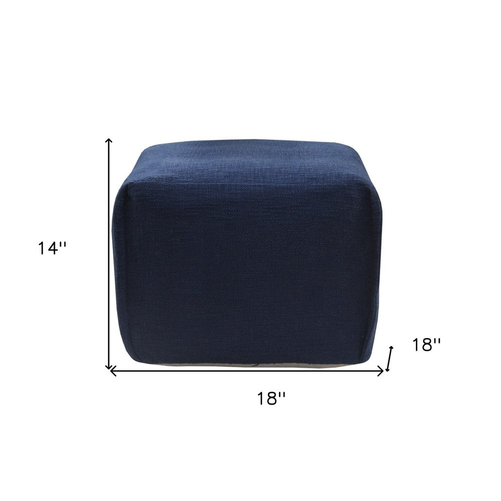 18" Blue Cotton Patchwork Pouf Ottoman HomeRoots