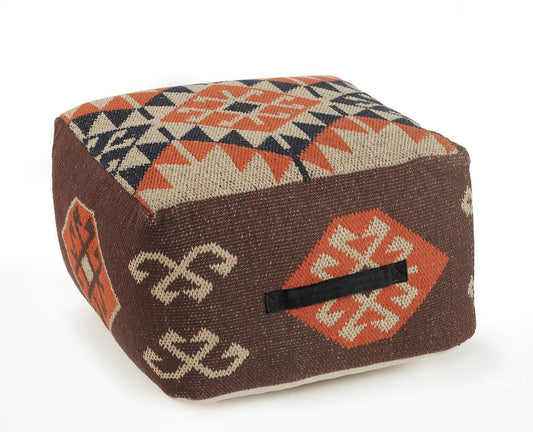 18" Brown Tribal Pouf Ottoman HomeRoots