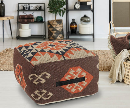 18" Brown Tribal Pouf Ottoman HomeRoots
