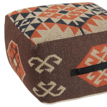 18" Brown Tribal Pouf Ottoman HomeRoots