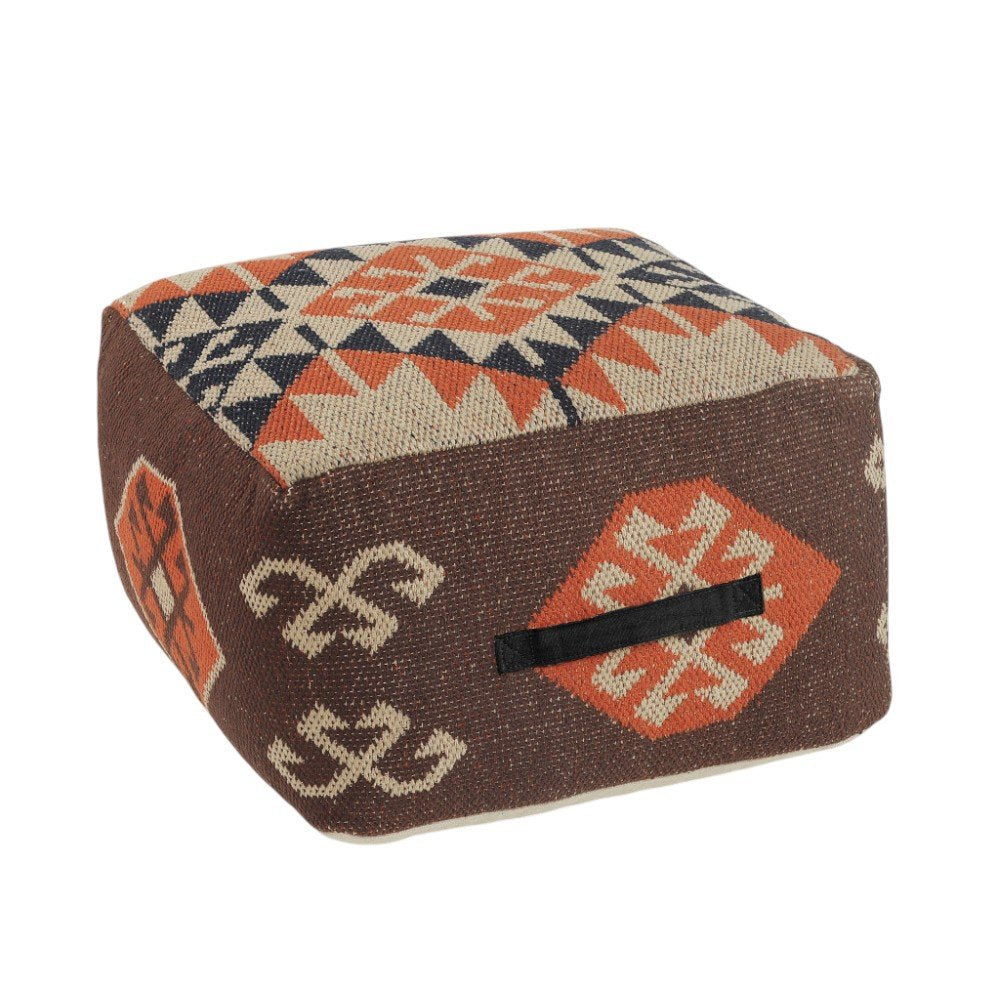 18" Brown Tribal Pouf Ottoman HomeRoots