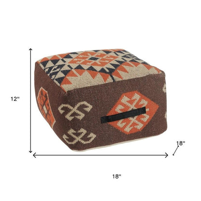 18" Brown Tribal Pouf Ottoman HomeRoots