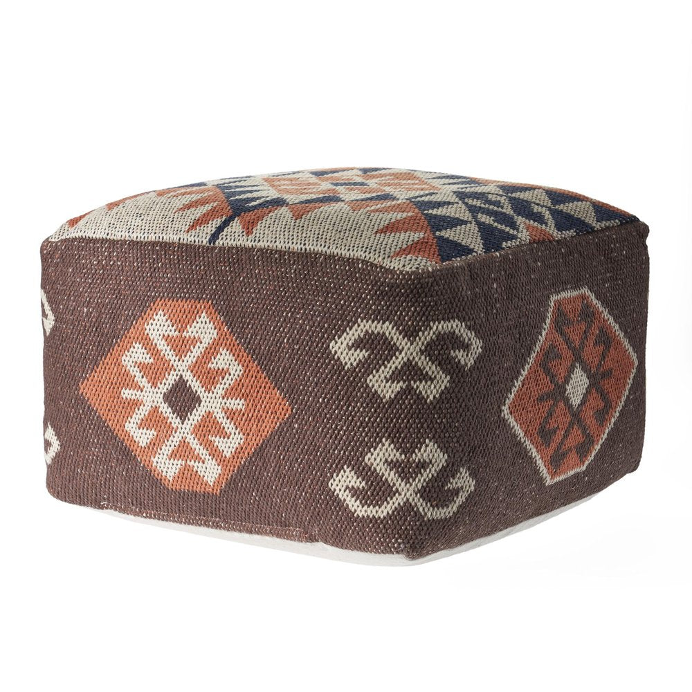 18" Brown Tribal Pouf Ottoman HomeRoots