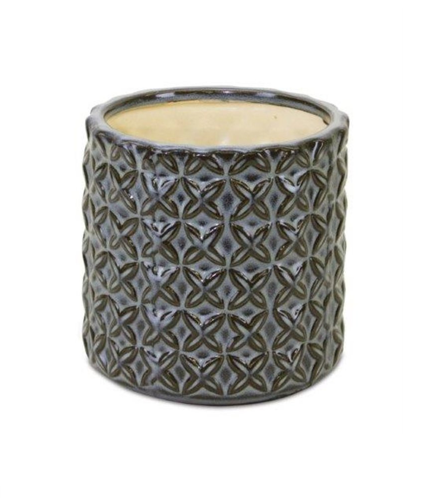 Set of Two Brown And Gray Clay 7 Ounce Geometric Round Pot Planters HomeRoots