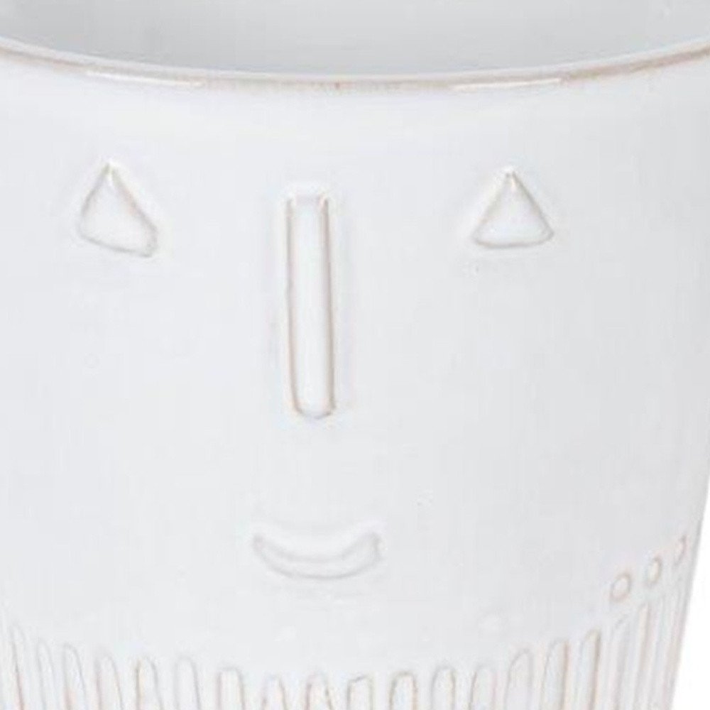 Set of Two White Porcelain 4 Ounce Abstract Face Pot Planters HomeRoots