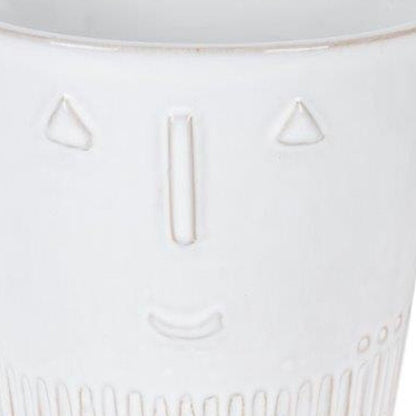 Set of Two White Porcelain 4 Ounce Abstract Face Pot Planters HomeRoots