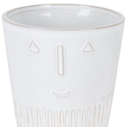 Set of Two White Porcelain 4 Ounce Abstract Face Pot Planters HomeRoots