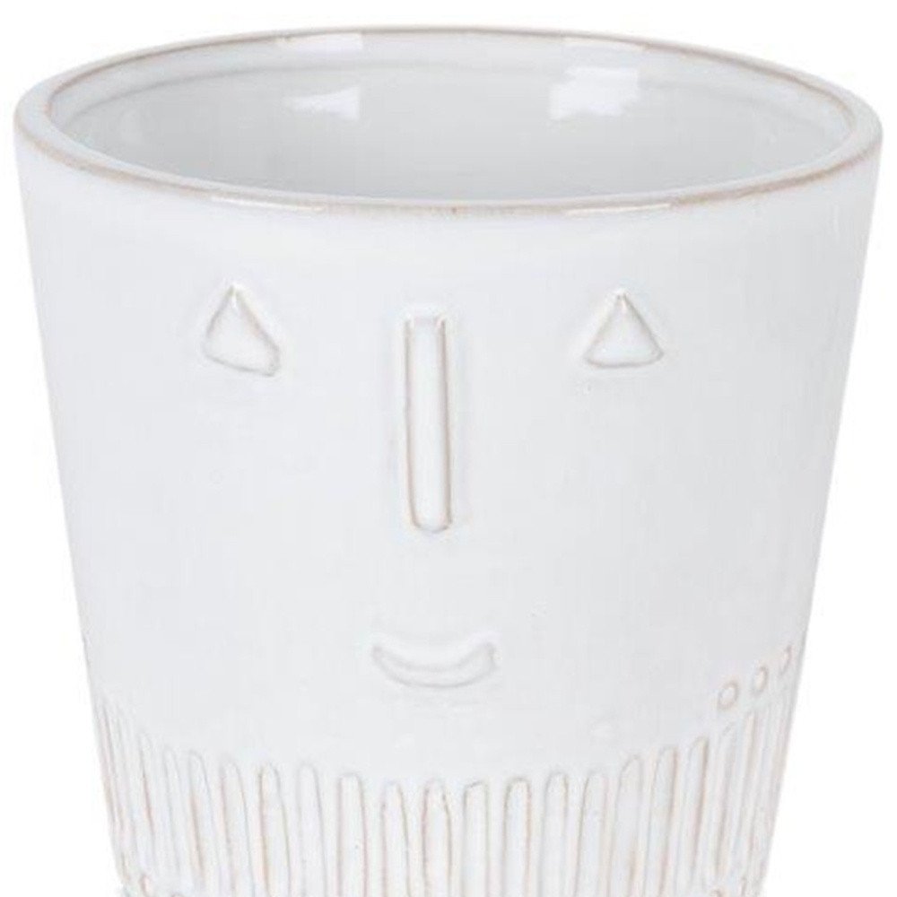 Set of Two White Porcelain 4 Ounce Abstract Face Pot Planters HomeRoots