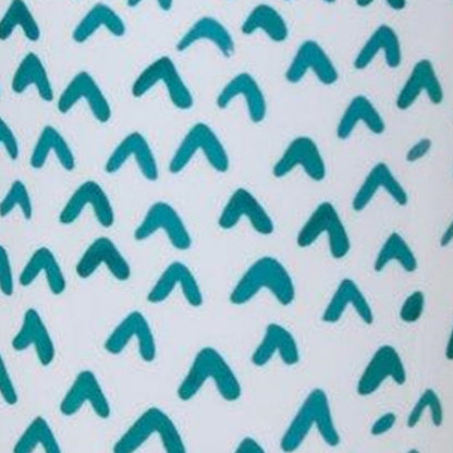 Set of Two Aqua Teal And White Ceramic 2 Ounce Chevron Round Distressed Pot Planters HomeRoots