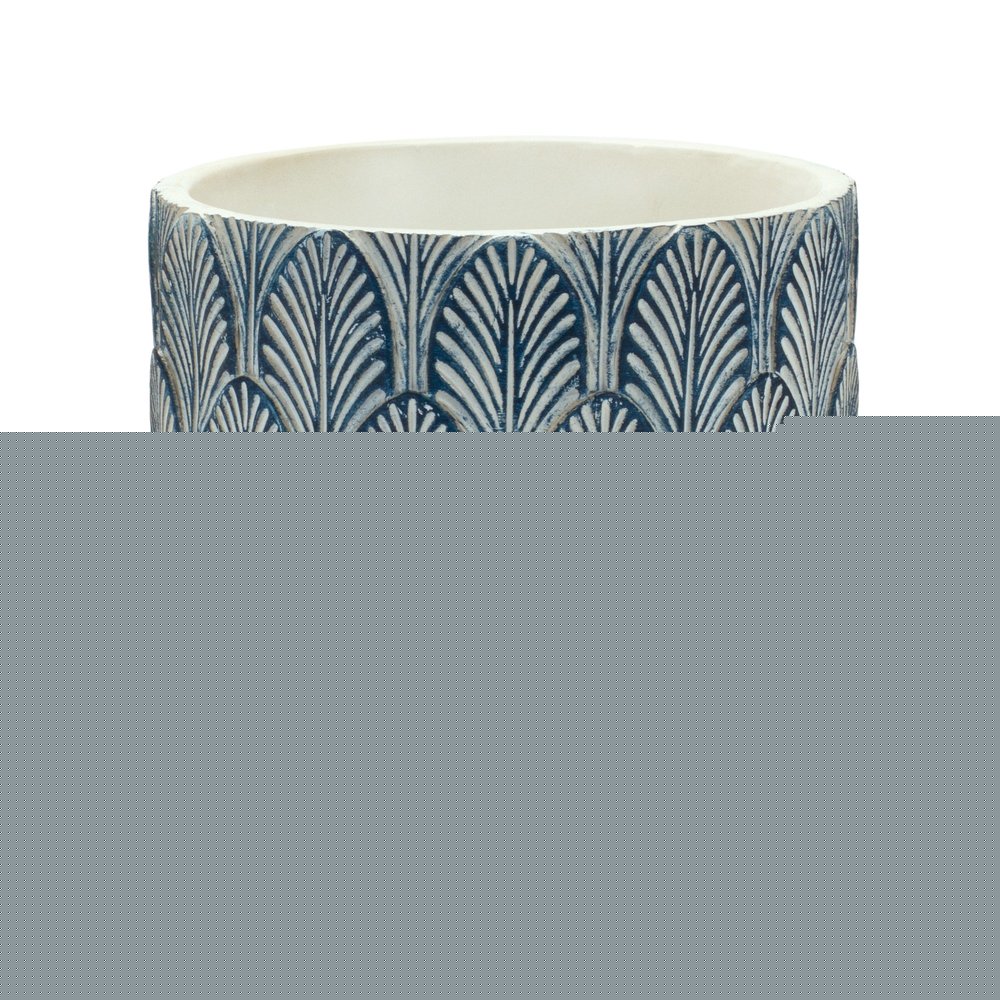 Set of Two Blue And White Polyresin Geometric Pot Planters HomeRoots