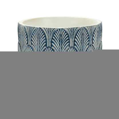 Set of Two Blue And White Polyresin Geometric Pot Planters HomeRoots