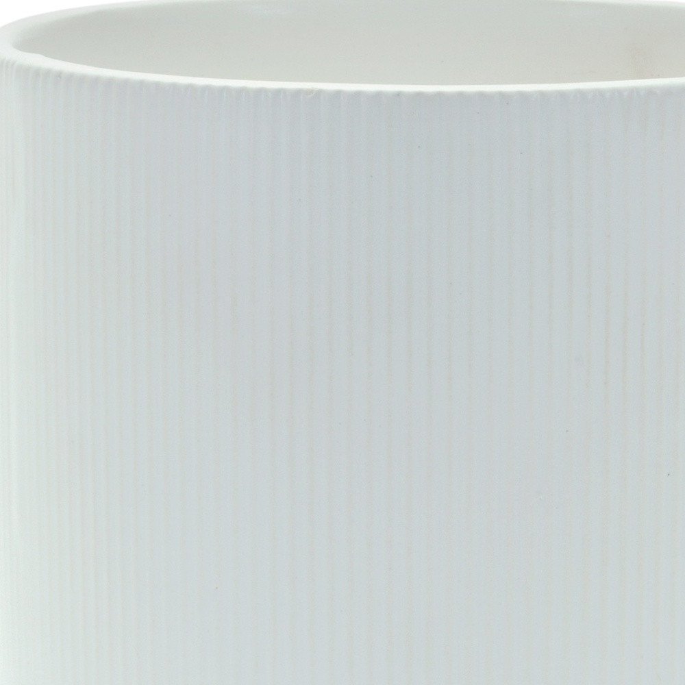 White Ceramic 7 Ounce Striped Footed Pot Planter HomeRoots