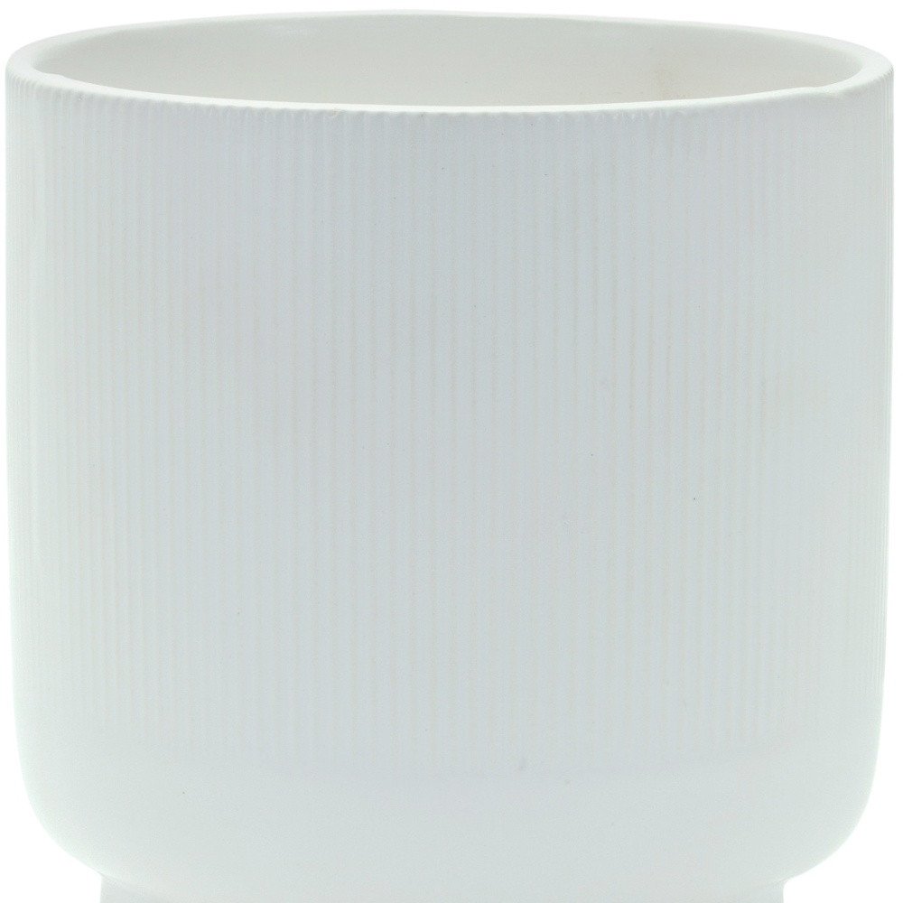 White Ceramic 7 Ounce Striped Footed Pot Planter HomeRoots