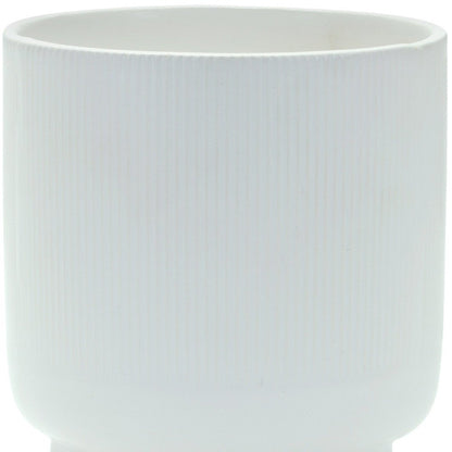 White Ceramic 7 Ounce Striped Footed Pot Planter HomeRoots