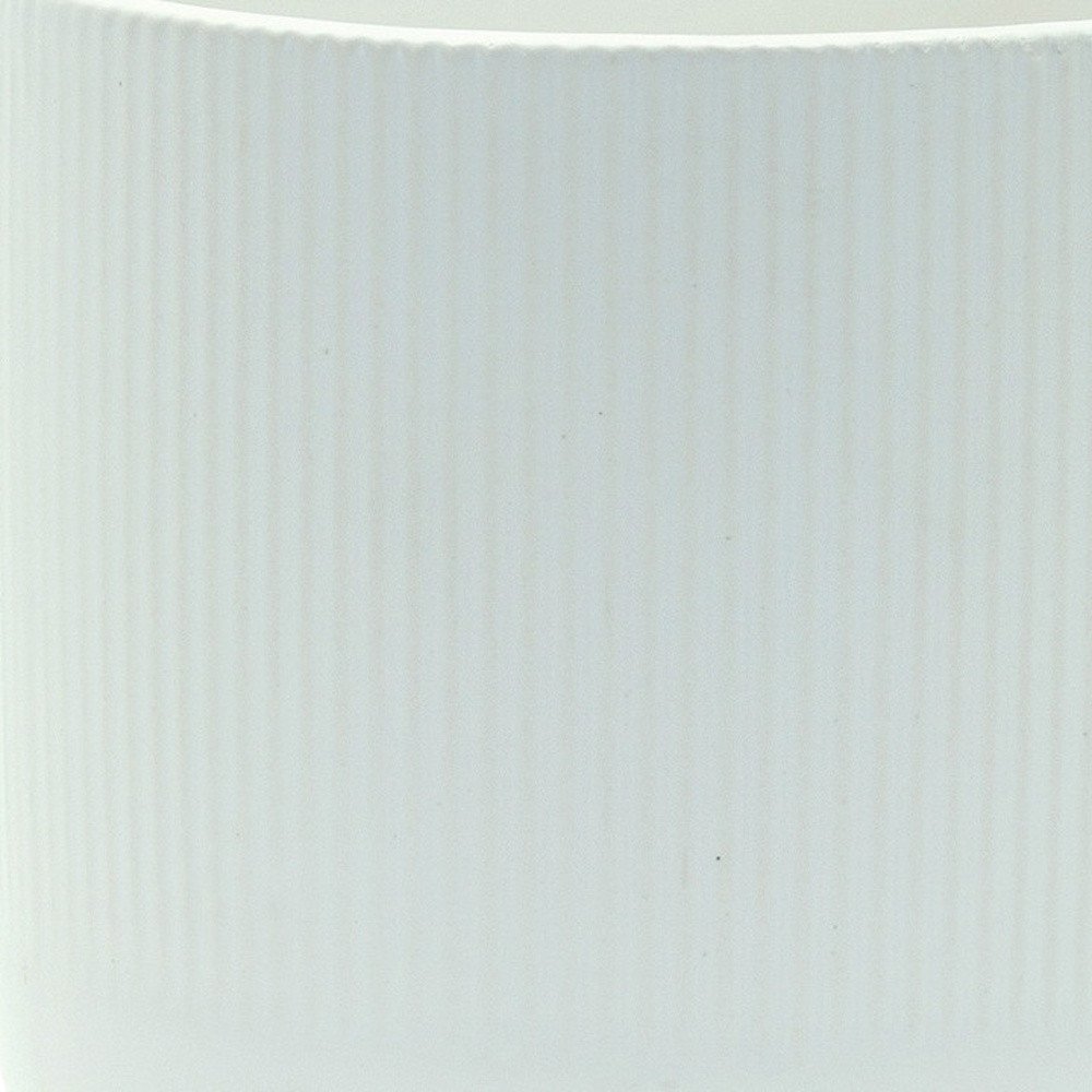 Set of Two White Ceramic Striped Footed Pot Planters HomeRoots