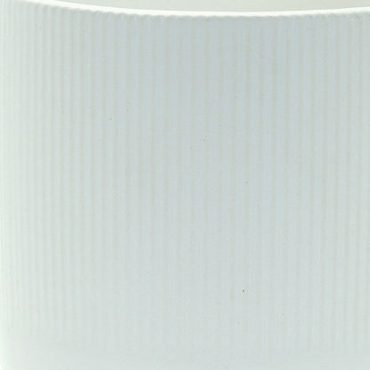 Set of Two White Ceramic Striped Footed Pot Planters HomeRoots
