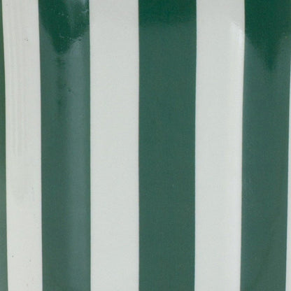 Set of Two Green And White Dolomite Striped 4 Ounce Round Pot Planters HomeRoots