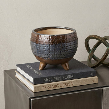 6" Blue Clay Round Pot Planter HomeRoots