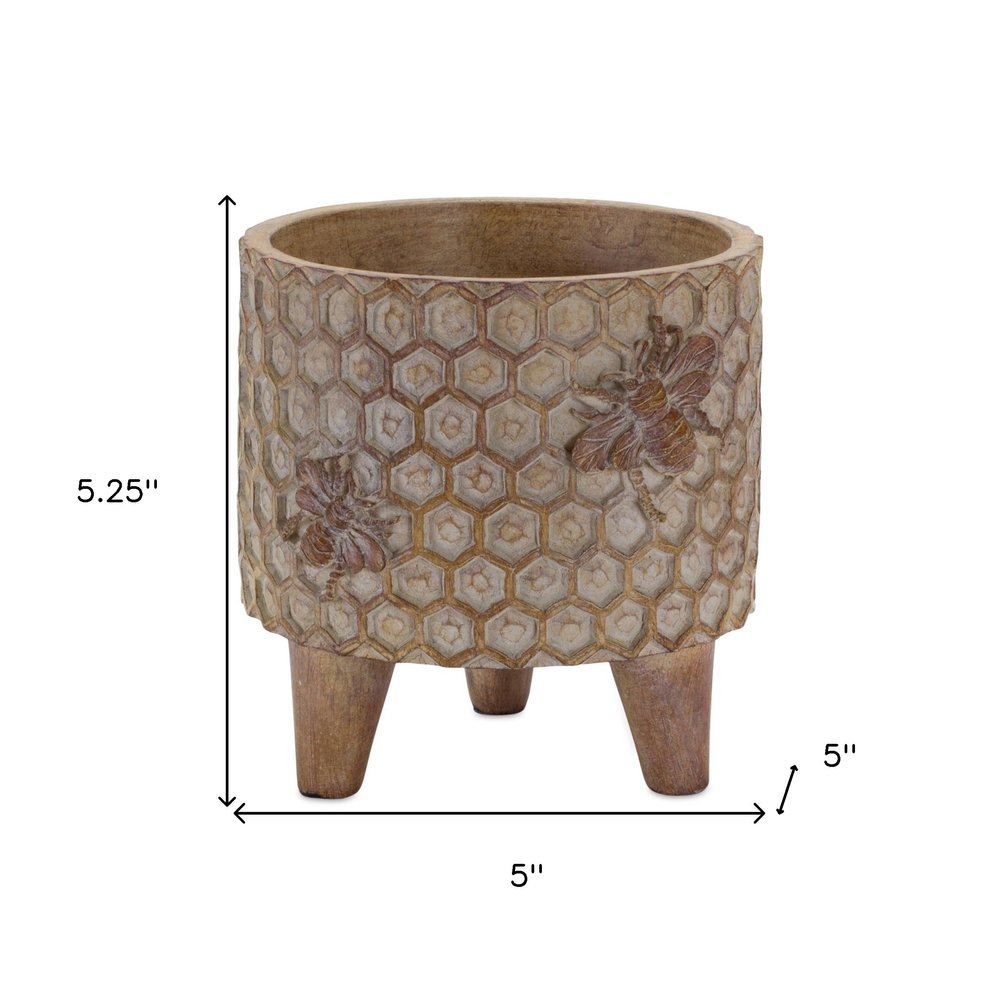 Set of Two Brown Polyresin 3 Ounce Bumble Bee Pot Planters HomeRoots