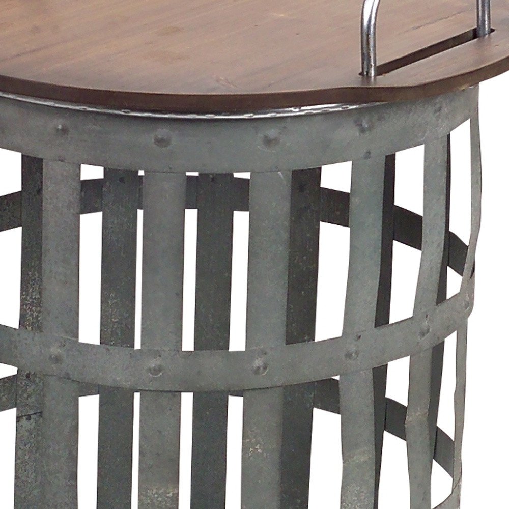 Set of Two 16" Grey And Brown Round End Tables HomeRoots