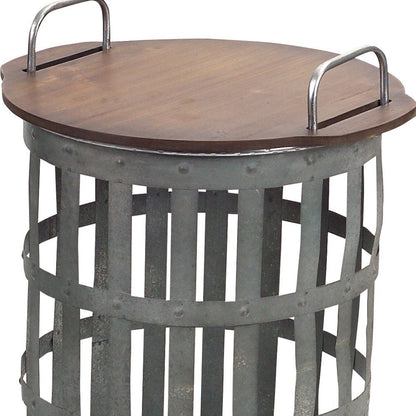 Set of Two 16" Grey And Brown Round End Tables HomeRoots