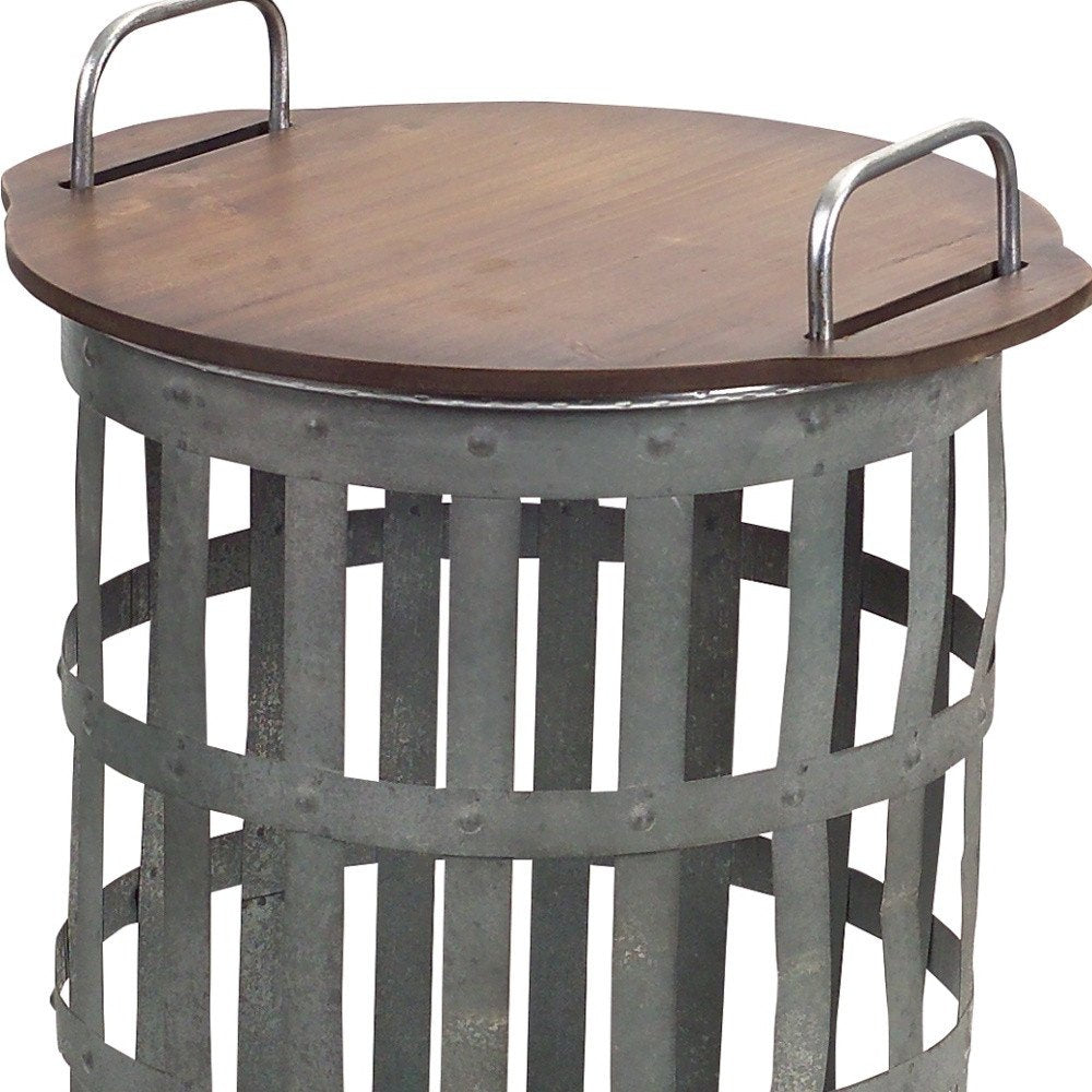 Set of Two 16" Grey And Brown Round End Tables HomeRoots