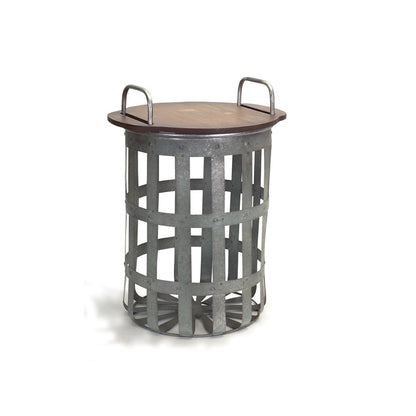 Set of Two 16" Grey And Brown Round End Tables HomeRoots